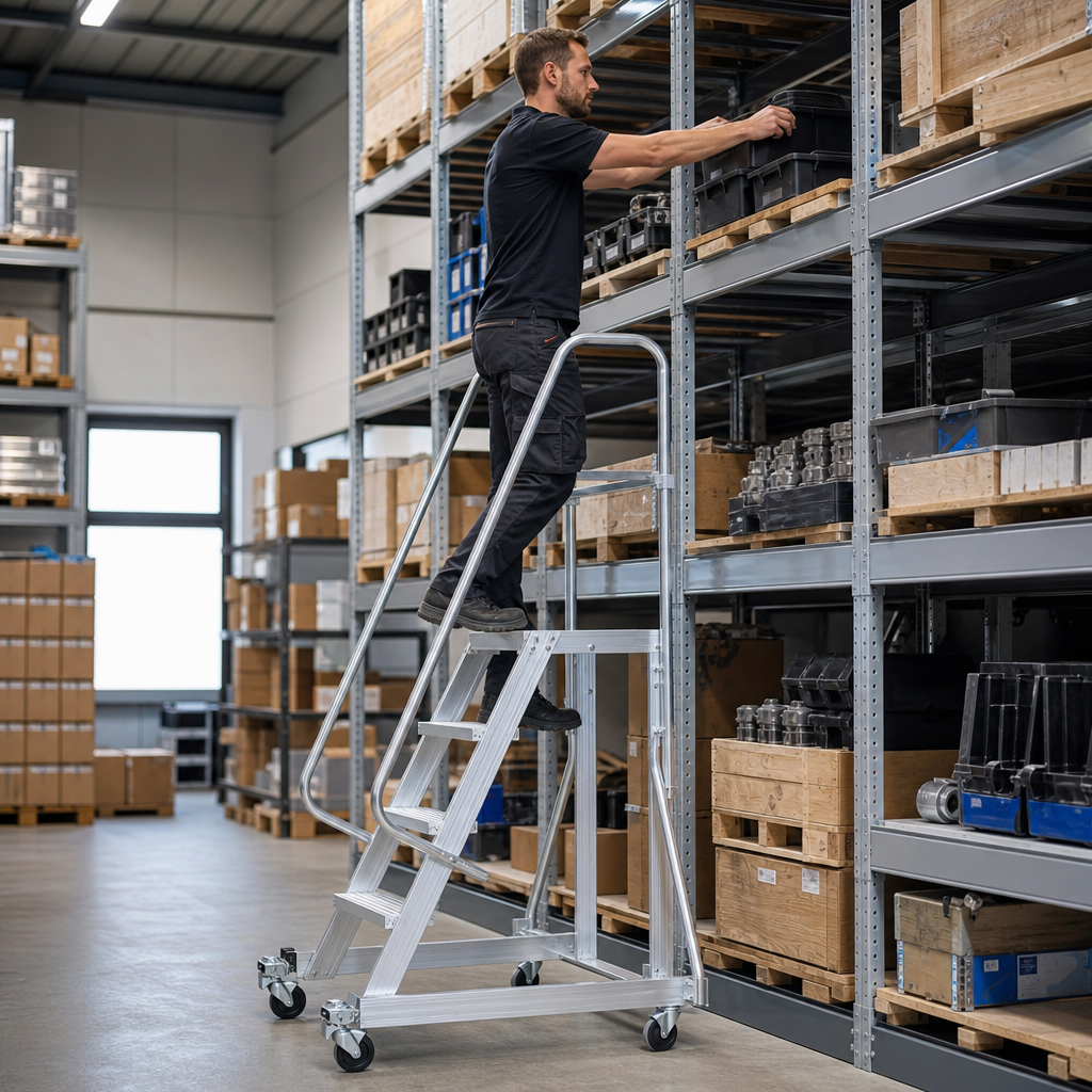 Aluminium Platform Warehouse Step Ladders