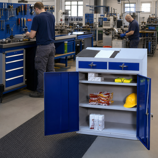 Anti-Bacterial Metal Workstation Cabinet with 2 Drawers