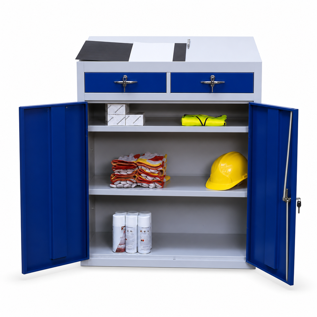Anti-Bacterial Metal Workstation Cabinet with 2 Drawers