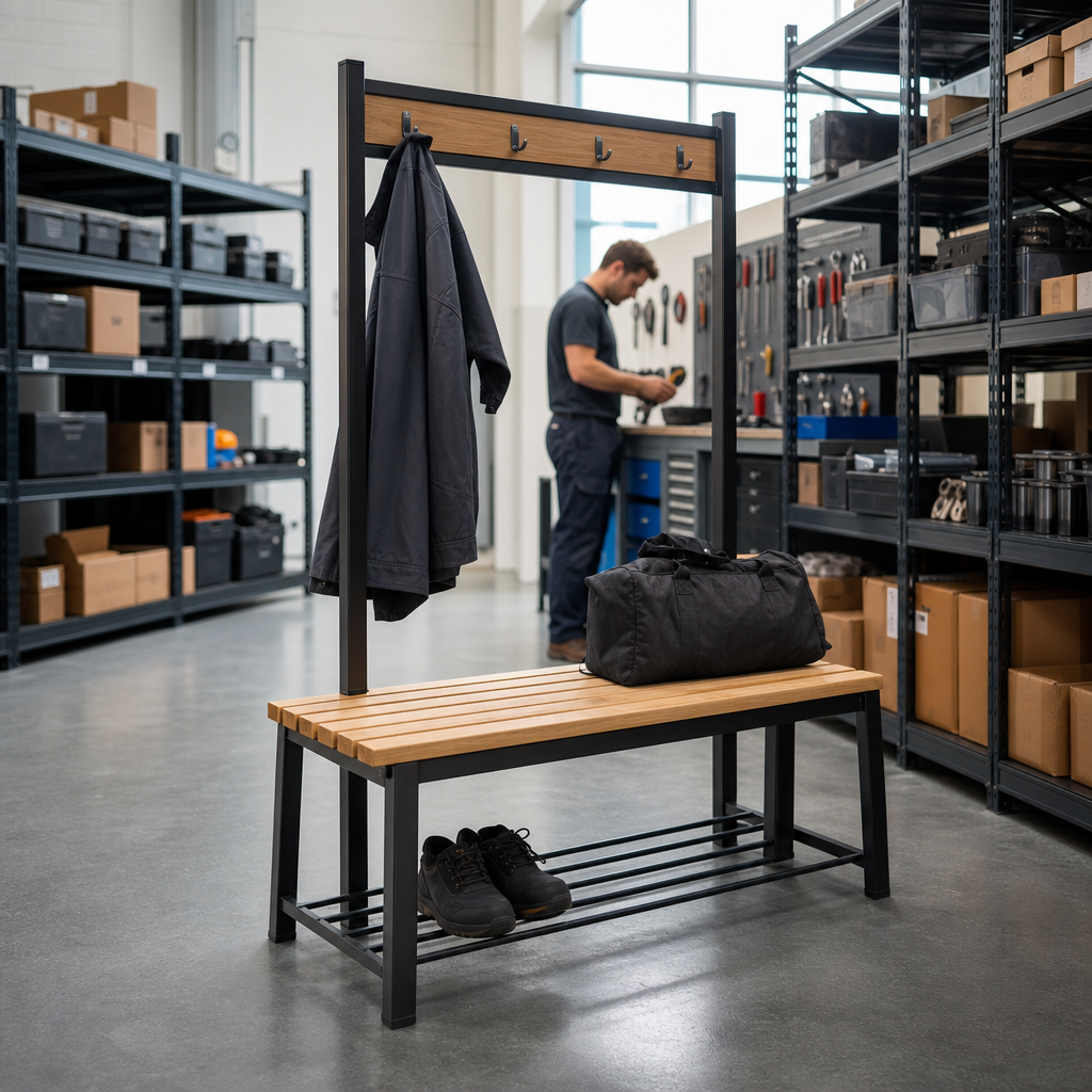 Anti-Bacterial Wooden Slat Changing Room Bench