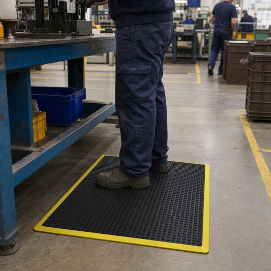 Anti-Fatigue Bubble Mat Tiles 600 x 900mm Black/Yellow