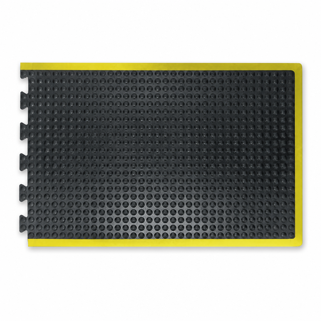 Anti-Fatigue Bubble Mat Tiles 600 x 900mm Black/Yellow