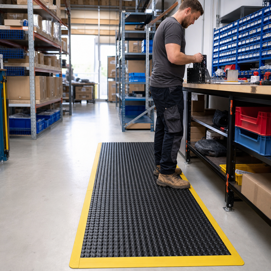 Anti-Fatigue Bubble Mat Tiles 900 x 1200mm Black/Yellow