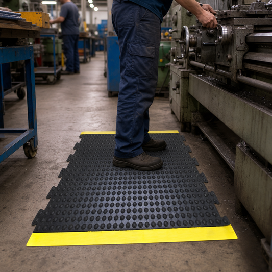 Anti-Fatigue Bubble Mat Tiles 900 x 1200mm Black/Yellow