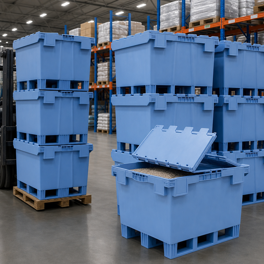 Attached Lid Fork Entry Distribution Containers