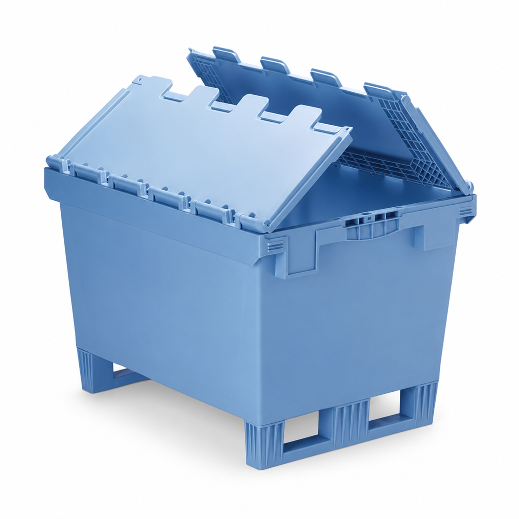 Attached Lid Fork Entry Distribution Containers