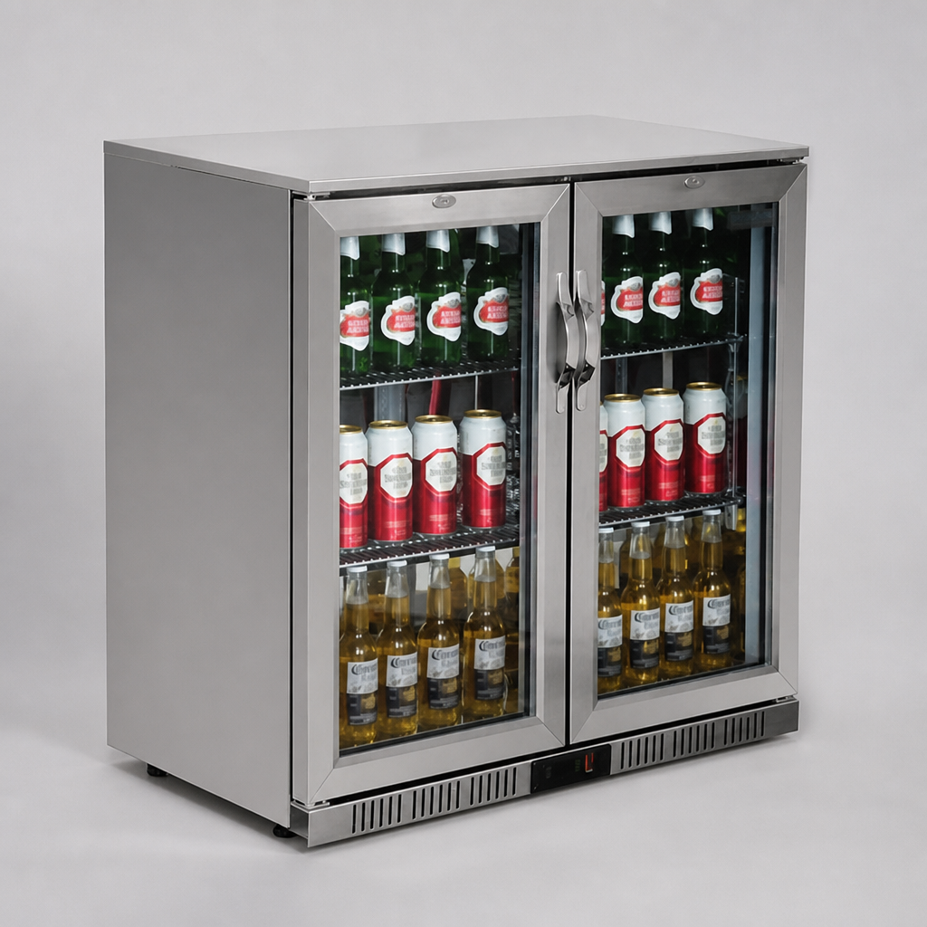 Commercial Back Bar Cooler 208Ltr Stainless Steel Beer Fridge