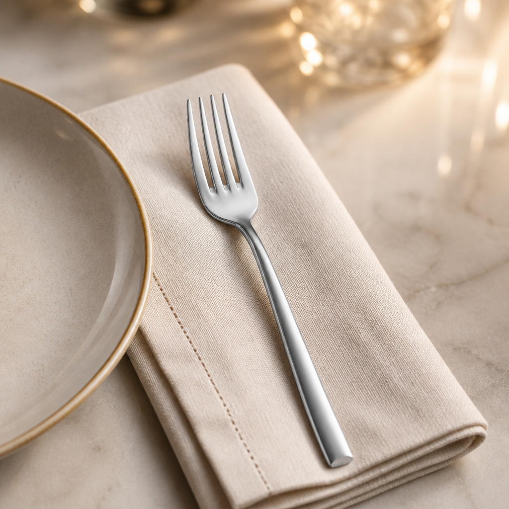 Set of 12 modern stainless steel dessert forks