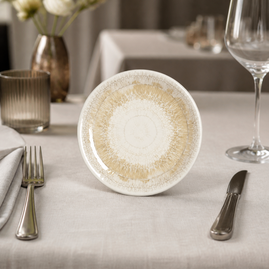 Commercial Coupe Plates 152mm Beige 12 Pack Organic Design