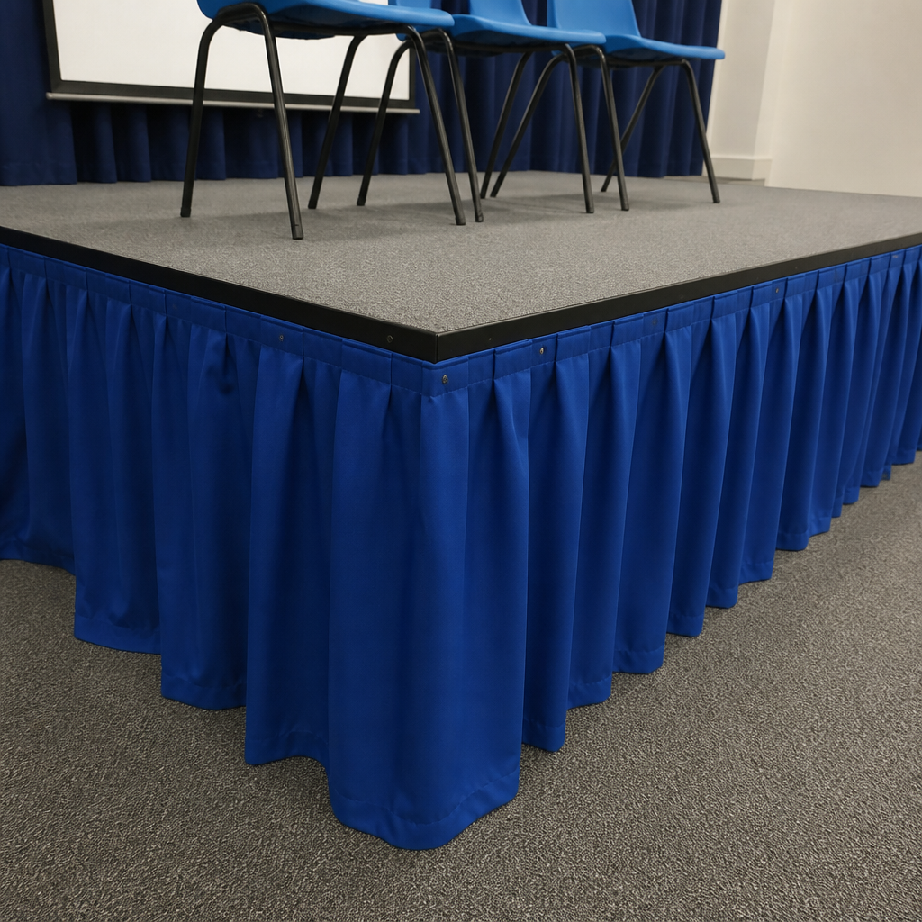 Commercial Staging Valance Deep Blue 630mm Fire-Retardant