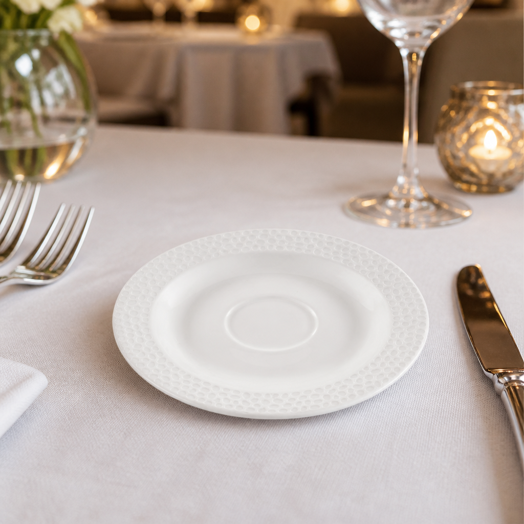 Commercial Saucers 128mm for hot drinks service, 12 pack