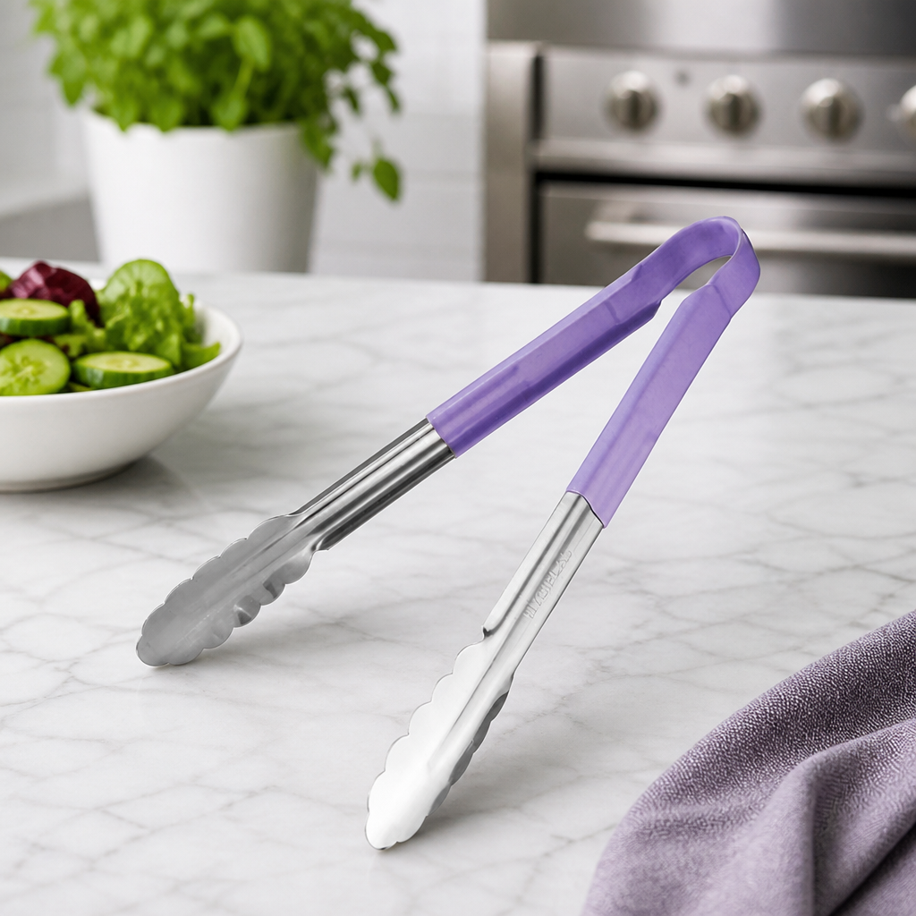 300mm Commercial Colour Coded Serving Tongs Purple