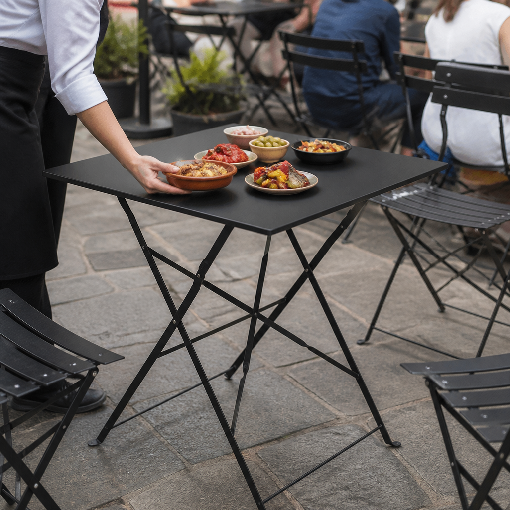 Commercial Outdoor Pavement Style Square Table 600x600mm Black