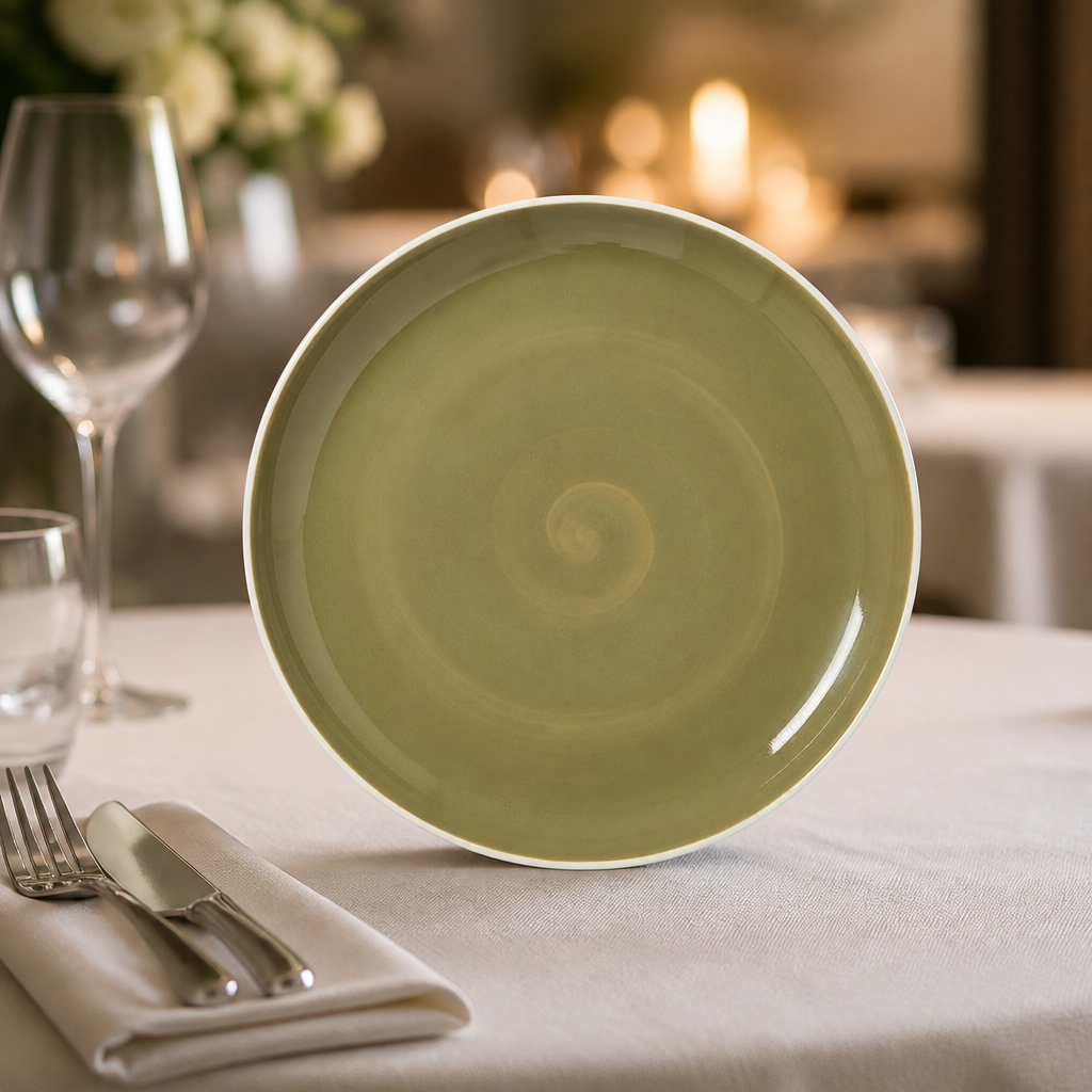 Commercial Coupe Plates 252.5mm Olive 12 Pack for Catering