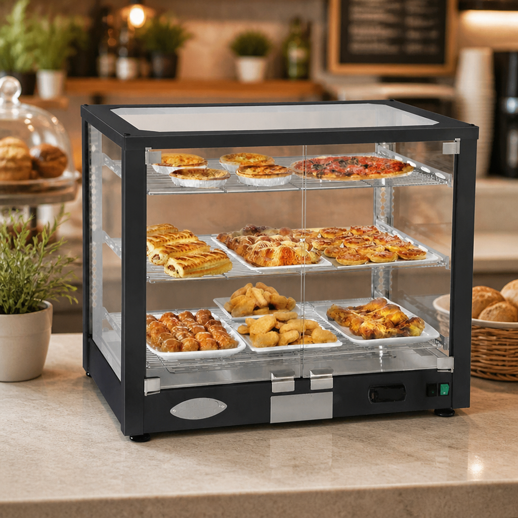 Commercial Heated Display Cabinet 3 Shelf Countertop Unit