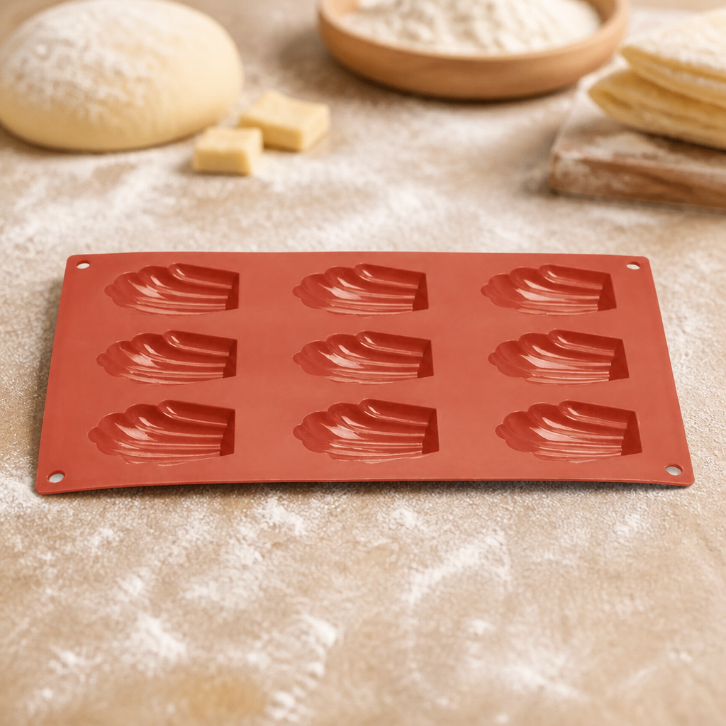 Commercial Silicone Madeleine Mould 9 Cup Flexible Design