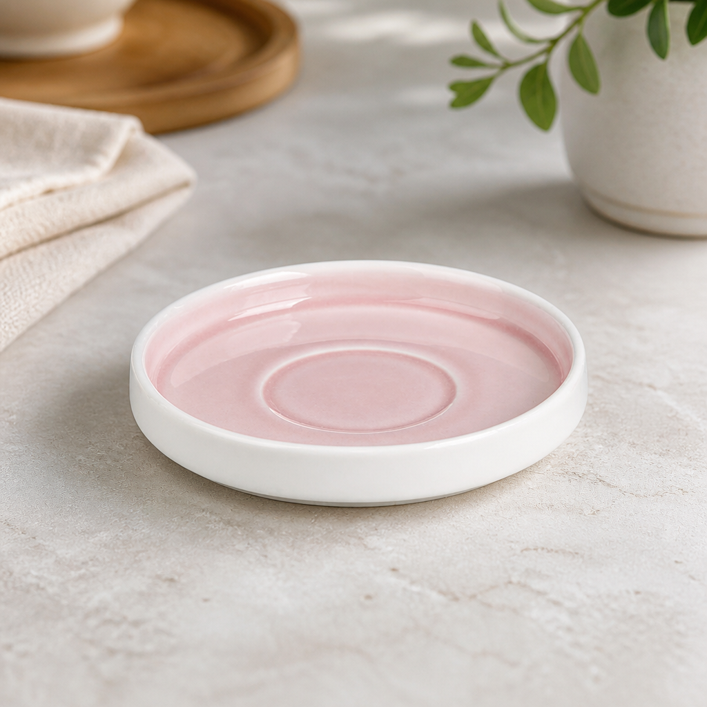 Commercial Pink Fondant Saucers 136mm 6 Pack Porcelain