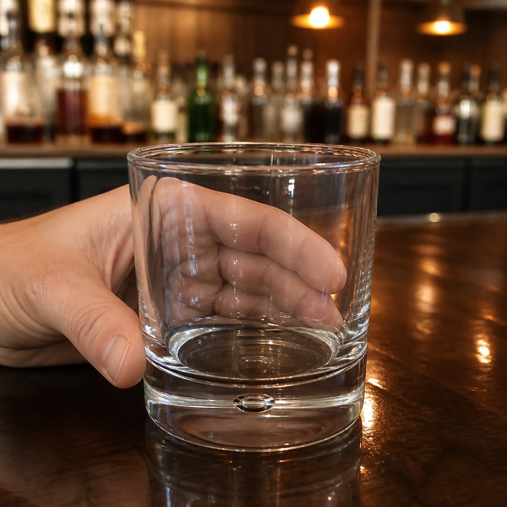 Commercial whisky glasses 240ml clear bubble base tumblers 6 pack