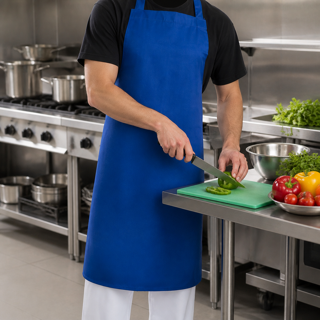 Commercial Staff Bib Apron Royal Blue One Size Fits All