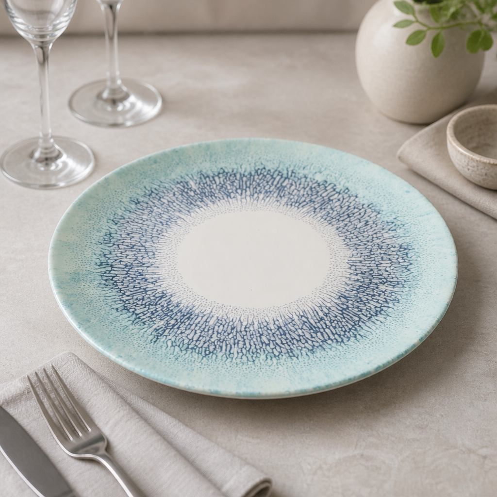 Commercial Coupe Plates 217mm Blue Textured Design 12 Pack