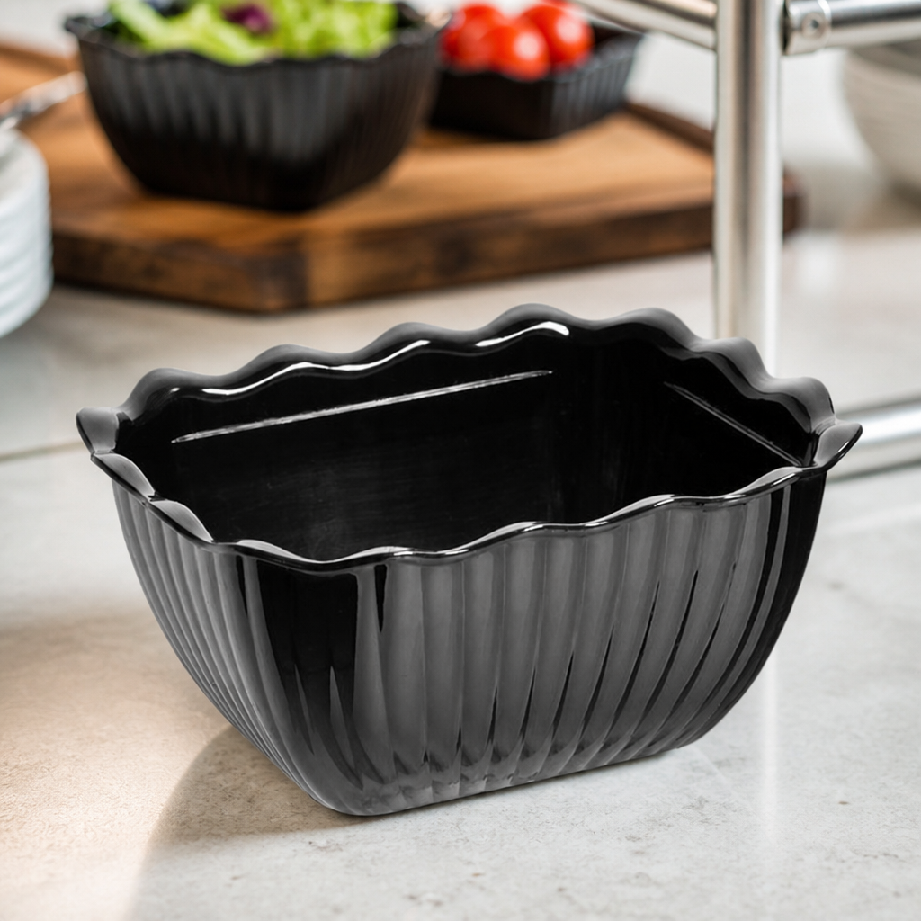 Commercial Small Salad Crock 750ml Durable SAN Plastic Black