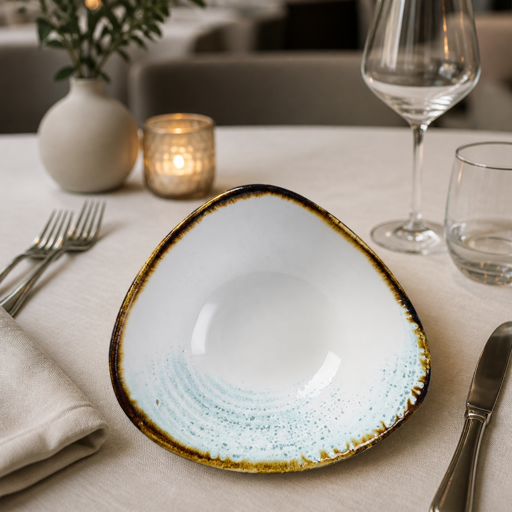 Commercial Triangle Bowls 185mm Super Vitrified Ceramic 12 Pack