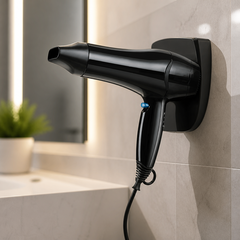 Commercial Wall-Mounted Hair Dryer 1800W with Nozzle and Bracket
