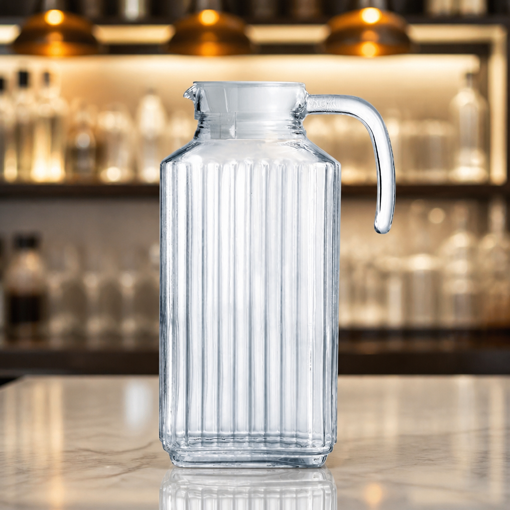 Commercial Glass Jug Set with Lid 1.7Ltr - Pack of 6