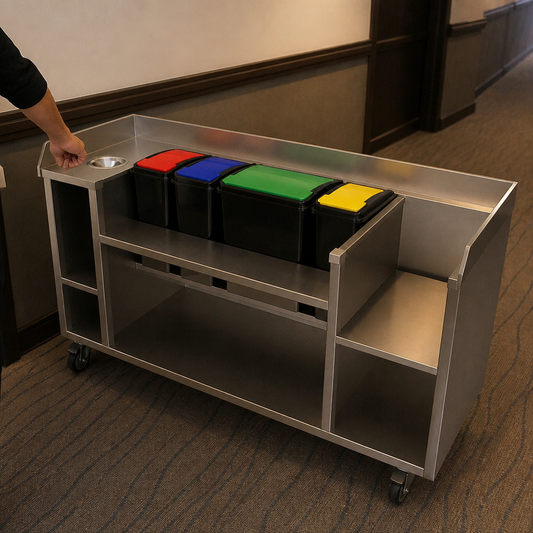 Commercial Stainless Steel Clearing Trolley with Bins 996mm High