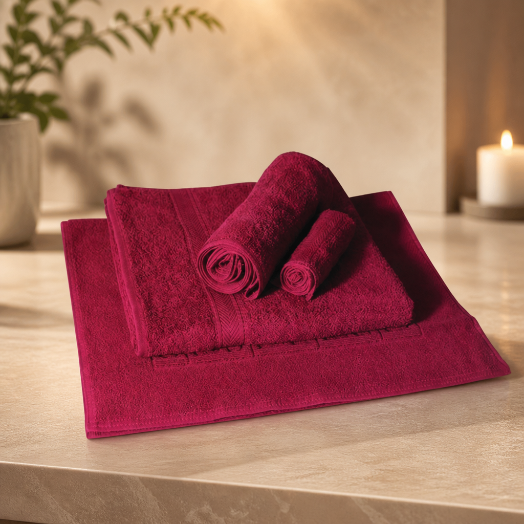 Commercial Spa Towel Set of 4 in Wine Colour