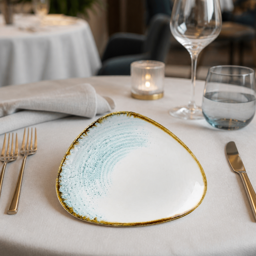 Commercial Triangle Plates 192mm Aquamarine 12 Pack