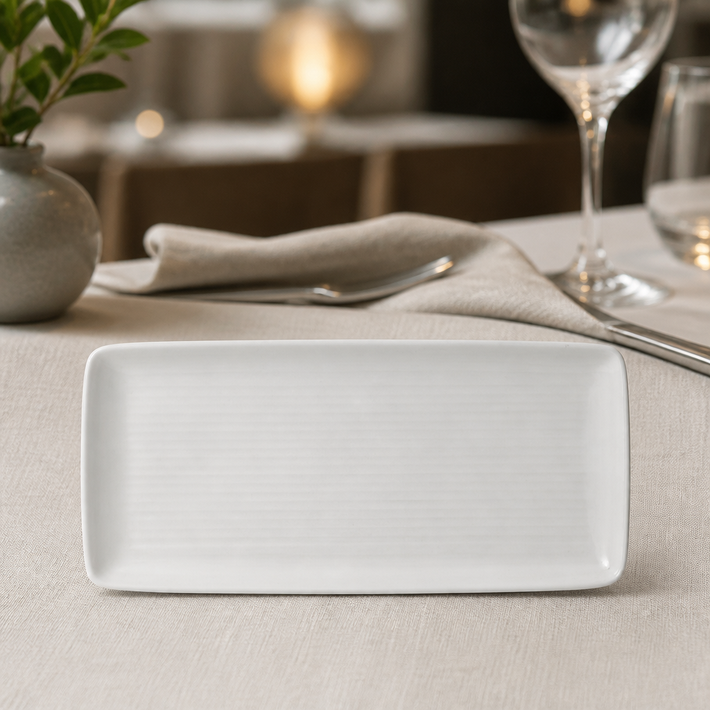 Commercial vitrified stoneware rectangular trays 272x125mm 6 pack