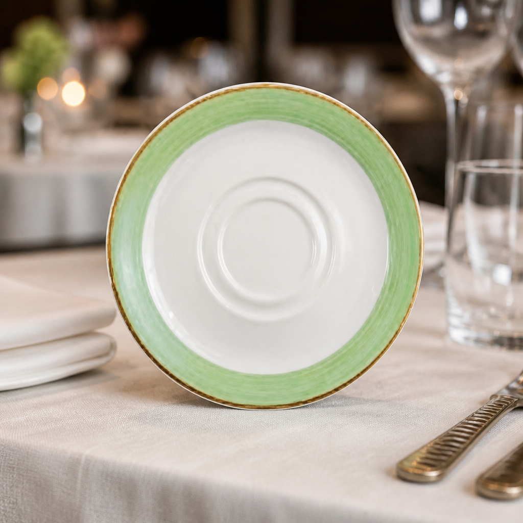Commercial Low Cup Saucer 145mm in green, 36 pack
