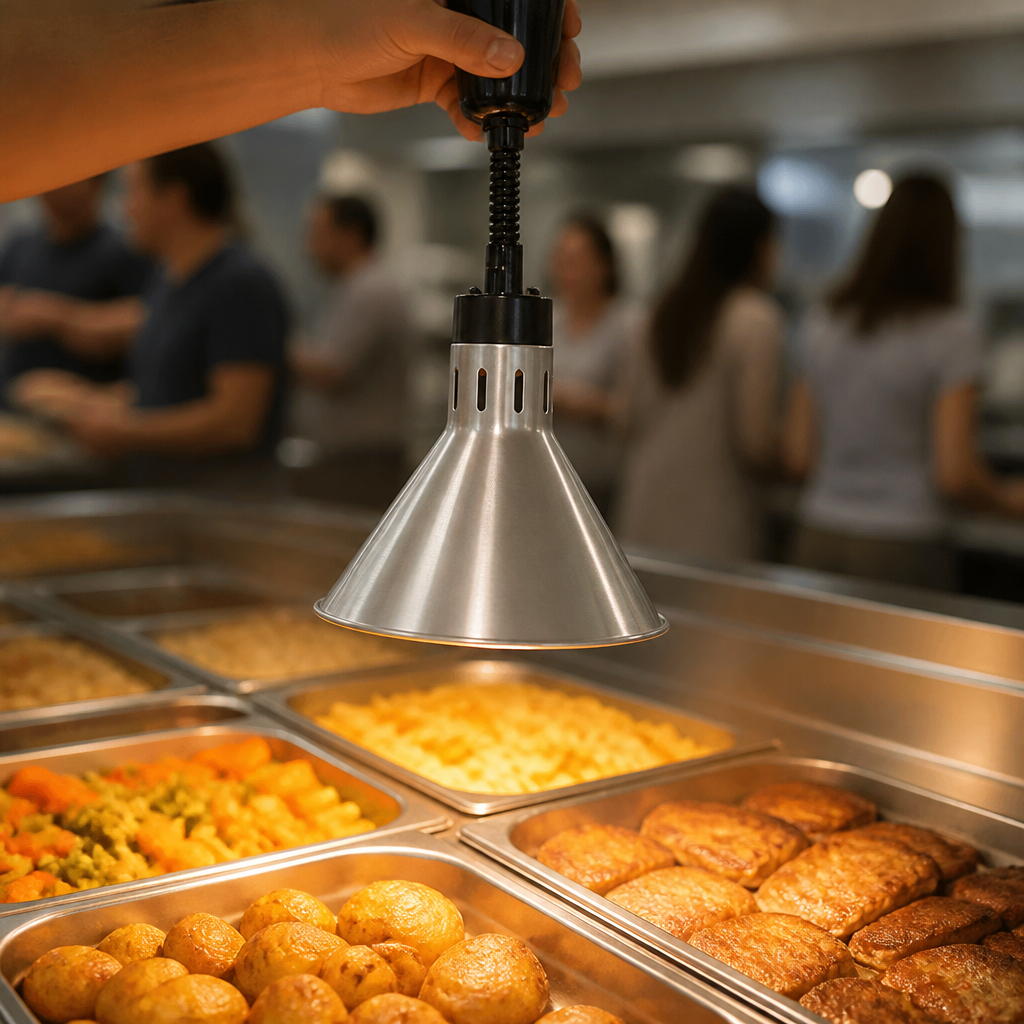 Commercial Conical Retractable Heat Shade 250W Silver Finish