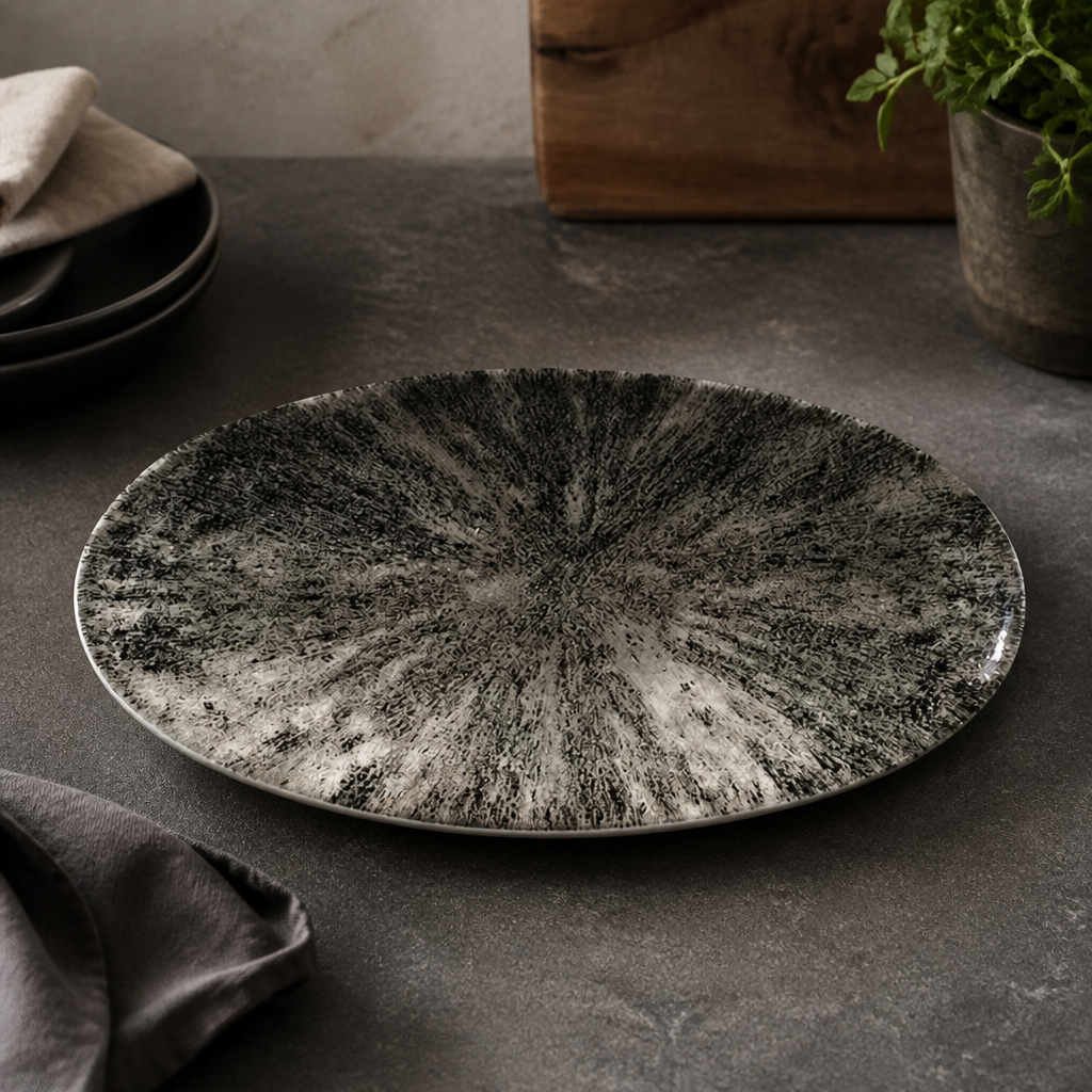 Commercial Chefs Plates 299 x 150mm Quartz Black 12 Pack