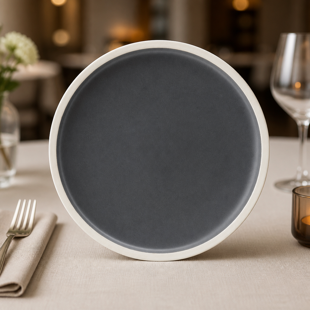 Commercial Charcoal Plates 240mm Vitrified Porcelain 6 Pack