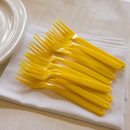 Commercial Polypropylene Forks Yellow 12 Pack Dishwasher Safe