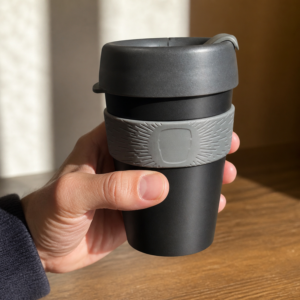340ml eco-friendly black reusable coffee cup