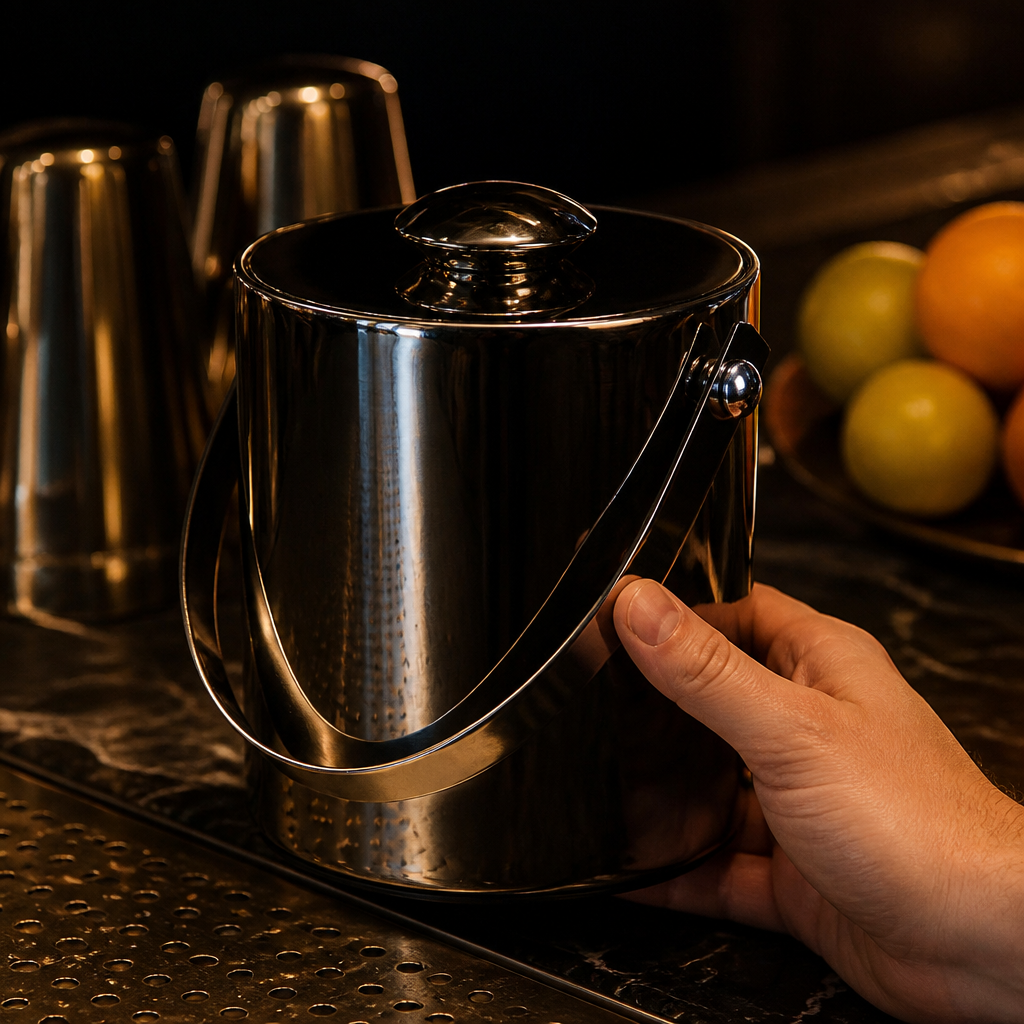 Commercial Double Walled Ice Bucket 1Ltr with Lid in Gunmetal