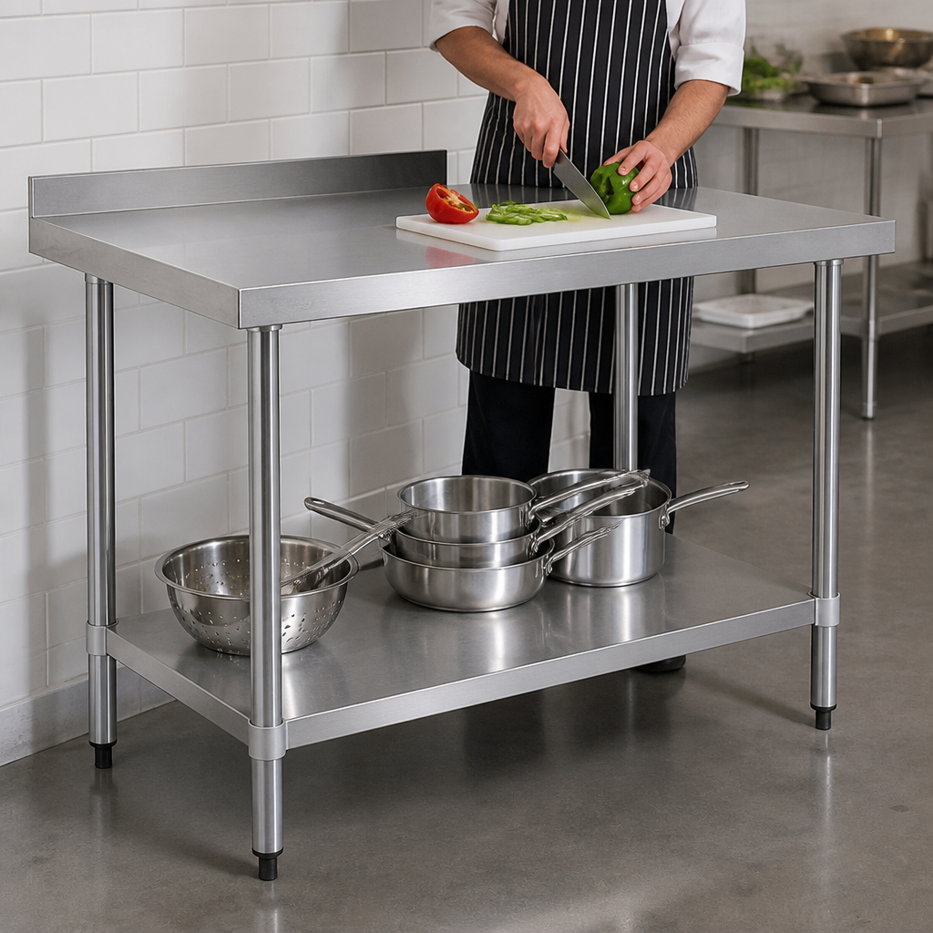 Commercial Stainless Steel Work Table with Upstand 1200mm