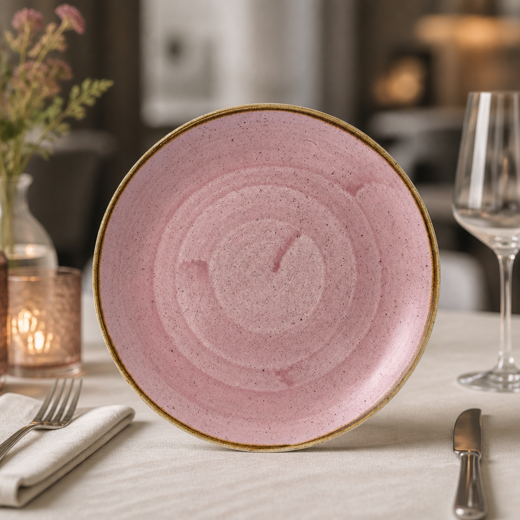 Commercial Coupe Plates 254mm Pink Super Vitrified Ceramic