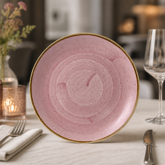 Commercial Coupe Plates 254mm Pink Super Vitrified Ceramic