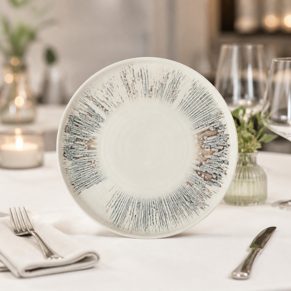 Commercial pink walled plates 260mm in a pack of 6