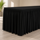 Commercial Table Cover with Skirting Plisse Style 750x1820mm Black