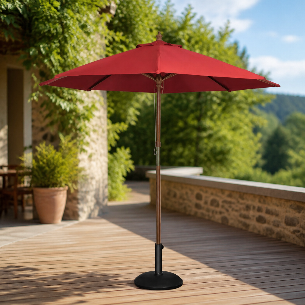 Commercial Round Parasol 3m Diameter Red Canopy Outdoor Shade