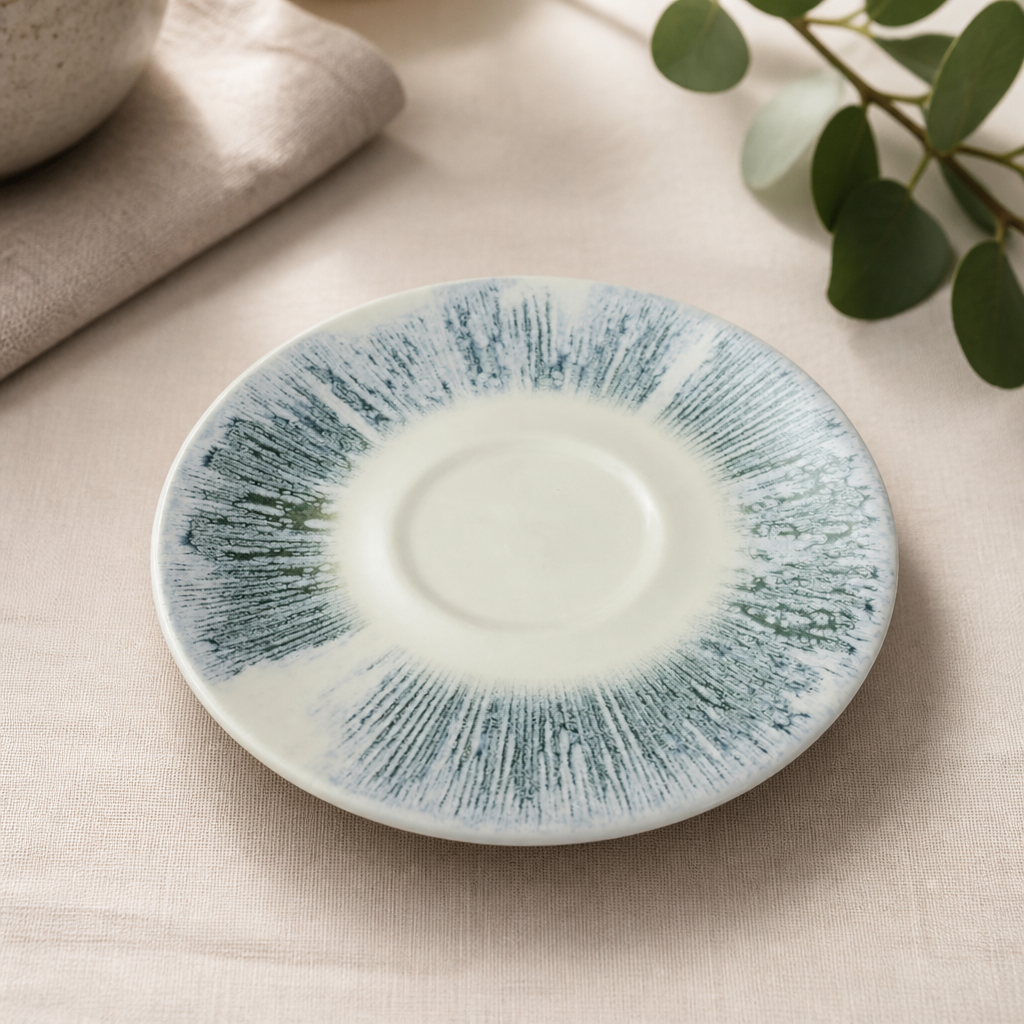Blue cappuccino saucers 156mm super vitrified 12 pack