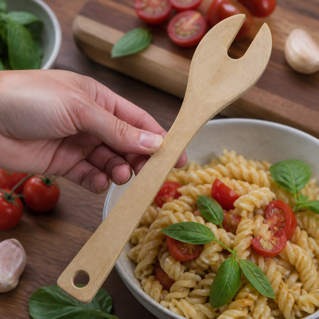 Wood Fibre Pasta Server 3 Inch Utensil