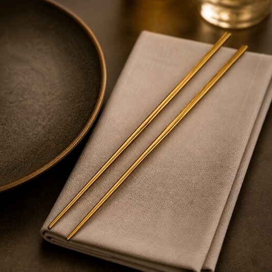 Gold Stainless Steel Chopsticks 230mm 12 Pack Specialised Cutlery