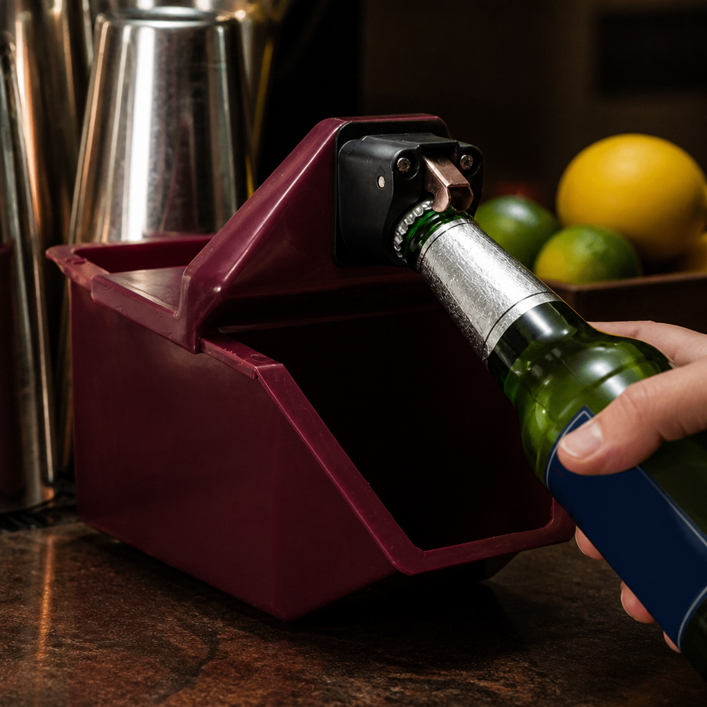 Commercial Undercounter Bottle Opener with Removable Catcher