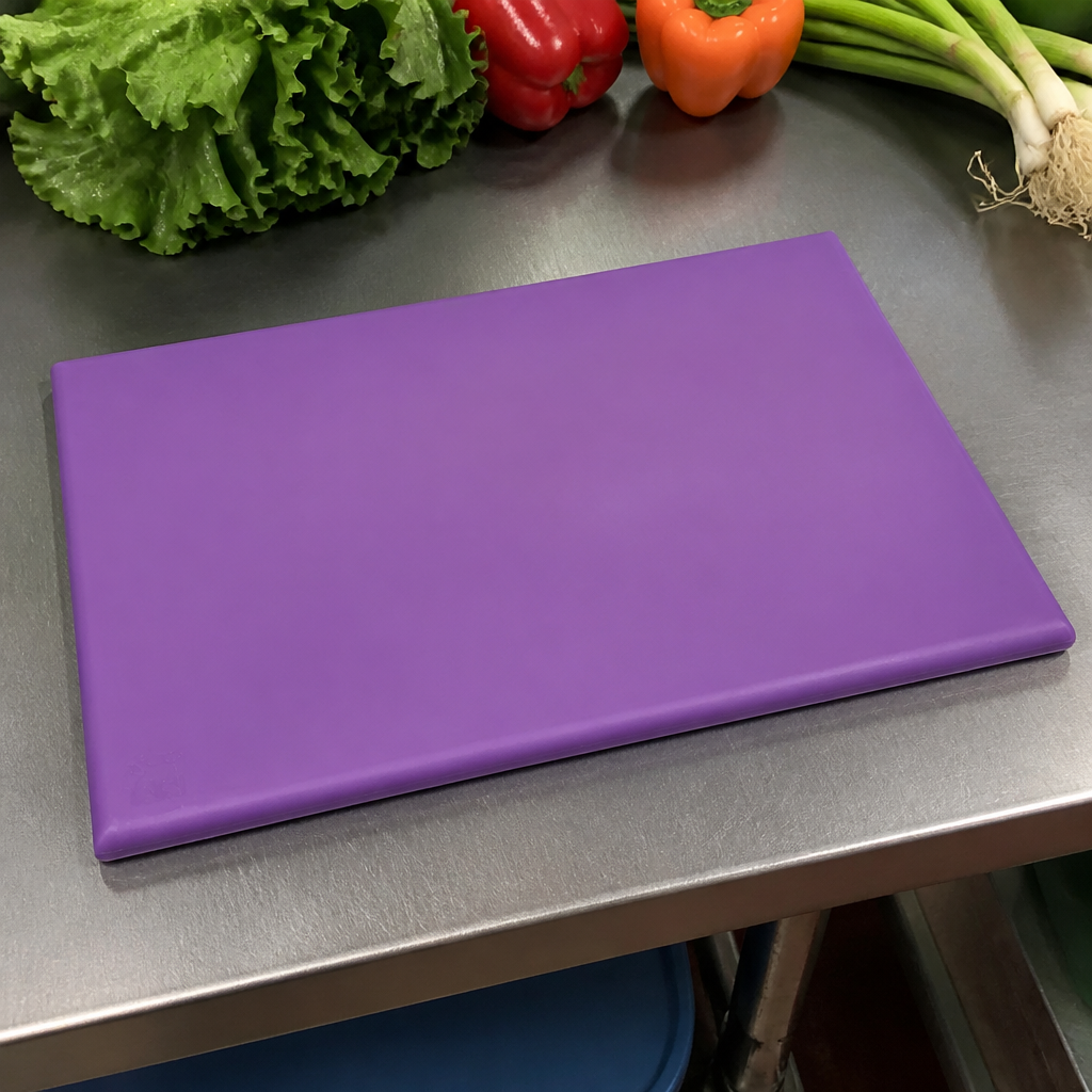 Large purple allergen chopping board 600x450mm for commercial use